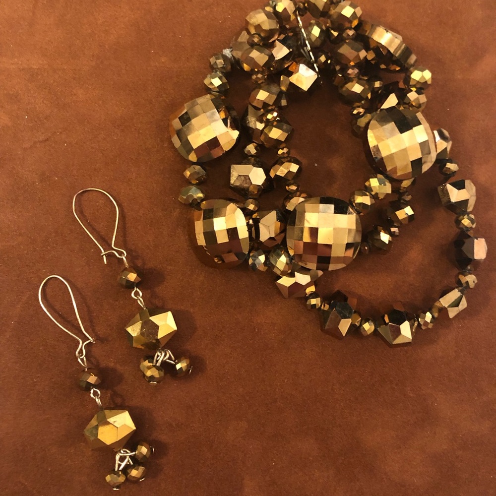 DYT copper beaded earrings and bracelet set